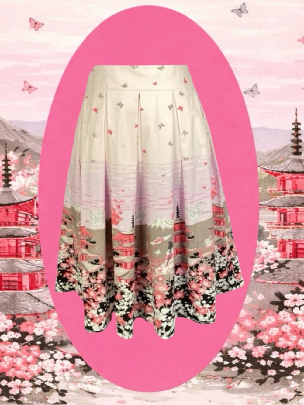 Vintage Retro Grandmacore Cottagecore Coquette Kawaii Floral Japandi Skirt L